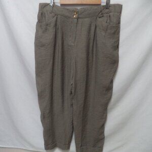 Chico's crinkle cropped capri pants brown pockets elastic waist Size Sz 3 14 16
